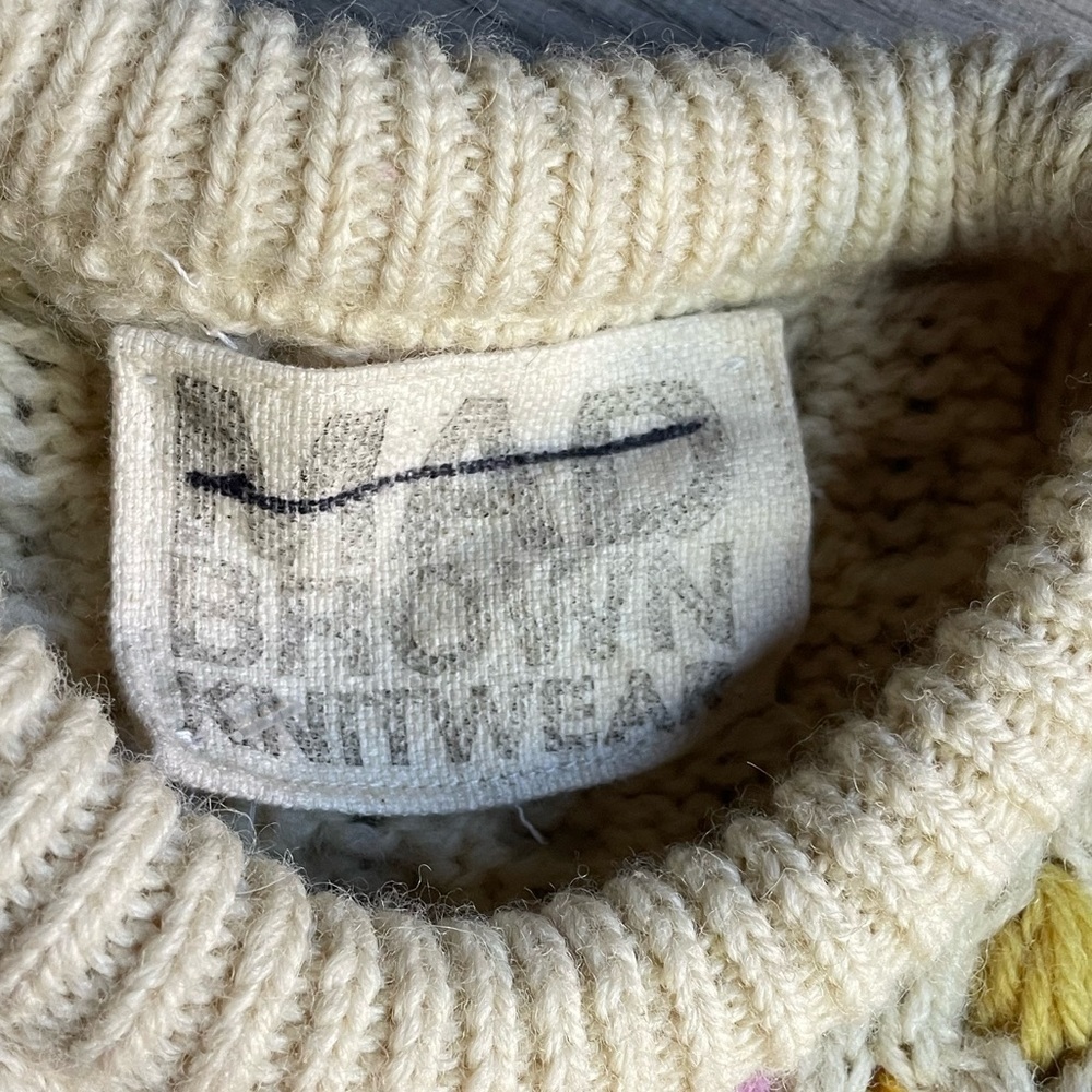 Free People X Mad Brown Knitwear Recycled Sweater/Jumper Cream/Pink/Yellow SZ OS - Picture 10 of 15